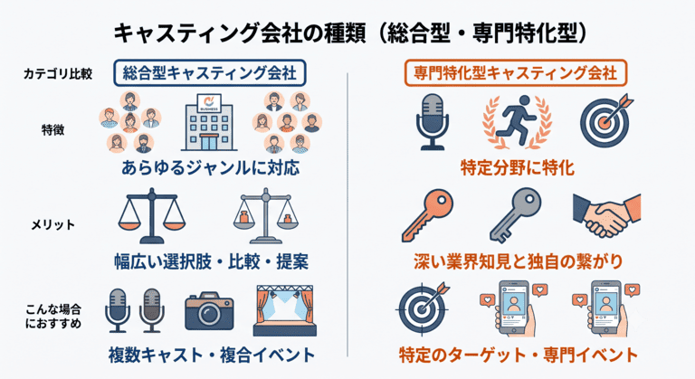 キャスティング会社の種類（総合型と専門特化型）
